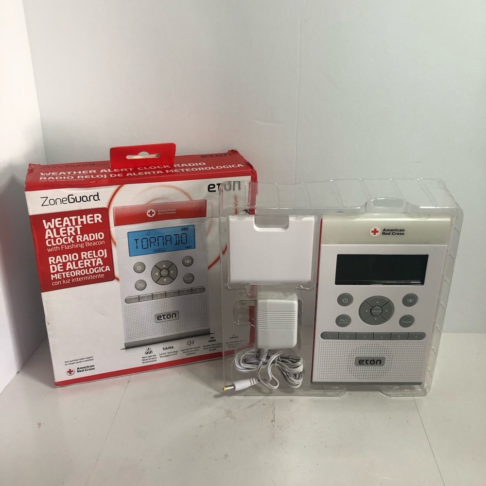 Eton American Red Cross ZoneGuard AM/FM/NOAA Radio, Alarm Clock, Weather Alerts